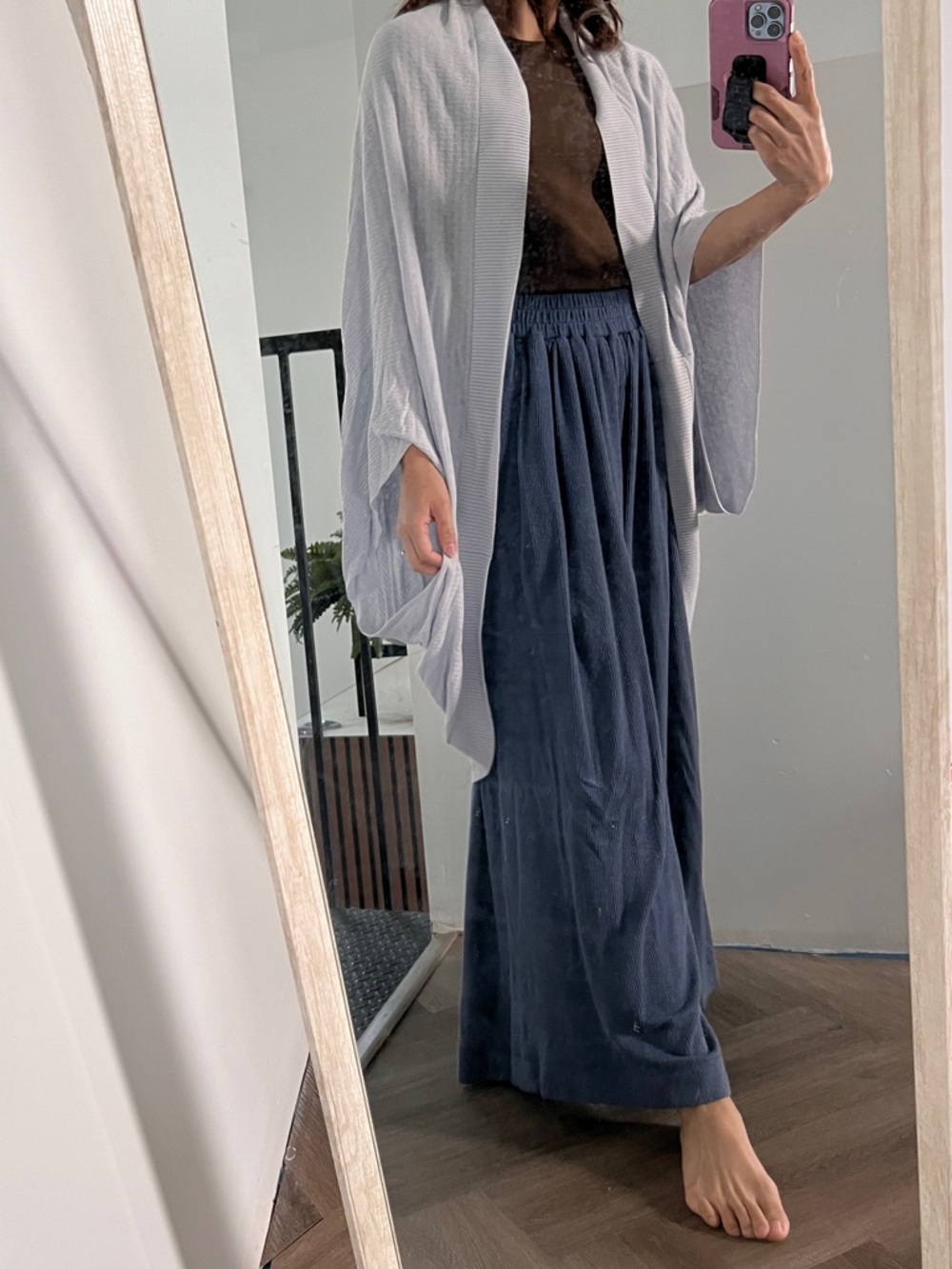 Lululemon OS shawl Light Gray Open Front Cardigan